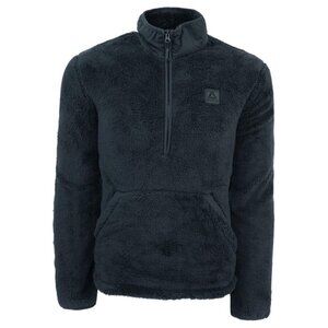 REEBOK Outerwear Fleece Faux Fur Kangaroo Pocket Stone Blue Sweater Jacket Sz S